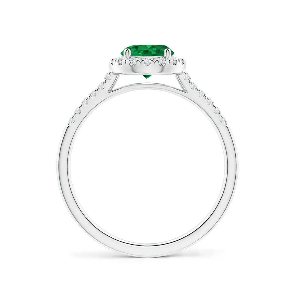 6mm AAA Round Emerald Halo Ring with Diamond Accents in White Gold Side-1