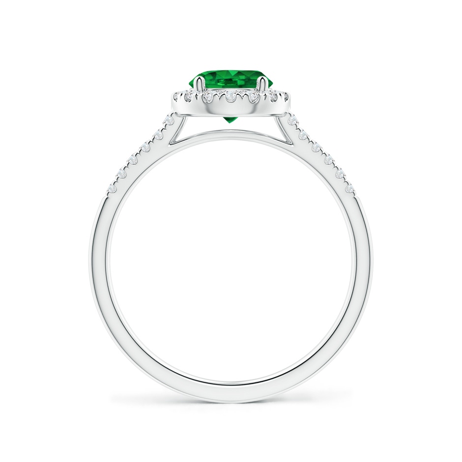 6mm Lab-Grown Round Emerald Halo Ring with Diamond Accents in P950 Platinum side-1