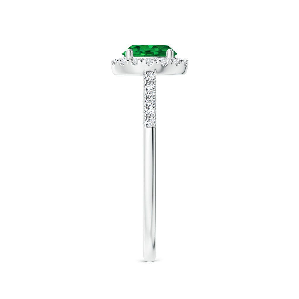 6mm AAAA Round Emerald Halo Ring with Diamond Accents in White Gold Side-2