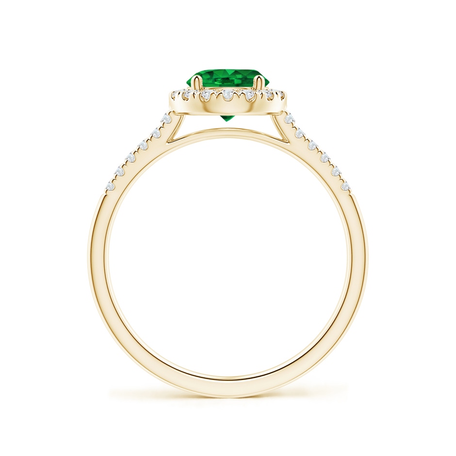 6mm Lab-Grown Round Emerald Halo Ring with Diamond Accents in Yellow Gold side-1