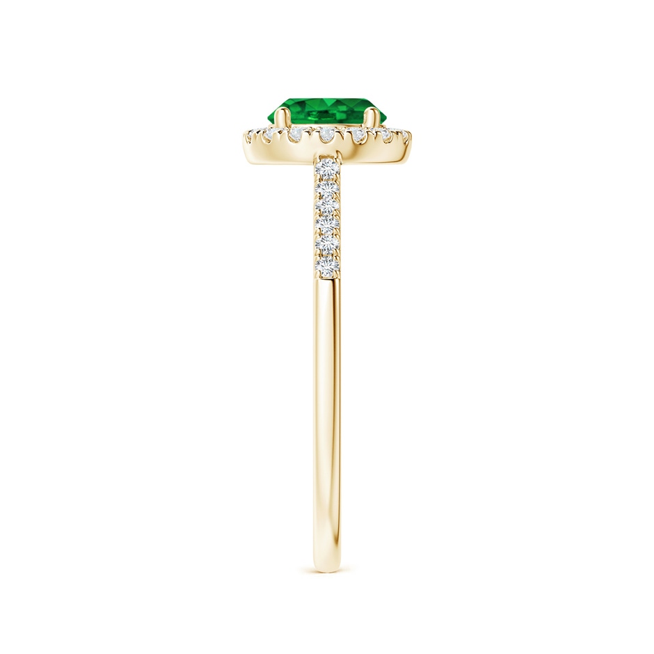 6mm Lab-Grown Round Emerald Halo Ring with Diamond Accents in Yellow Gold side-2