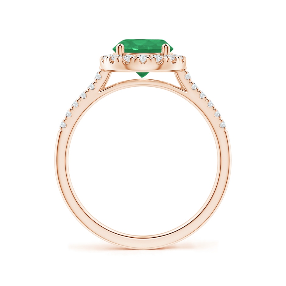 7mm A Round Emerald Halo Ring with Diamond Accents in Rose Gold side-1