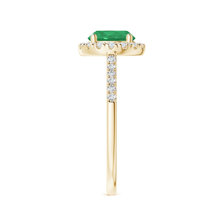7mm A Round Emerald Halo Ring with Diamond Accents in Yellow Gold side-2