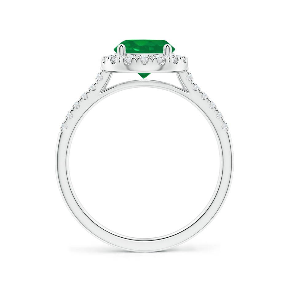7mm AA Round Emerald Halo Ring with Diamond Accents in P950 Platinum side-1