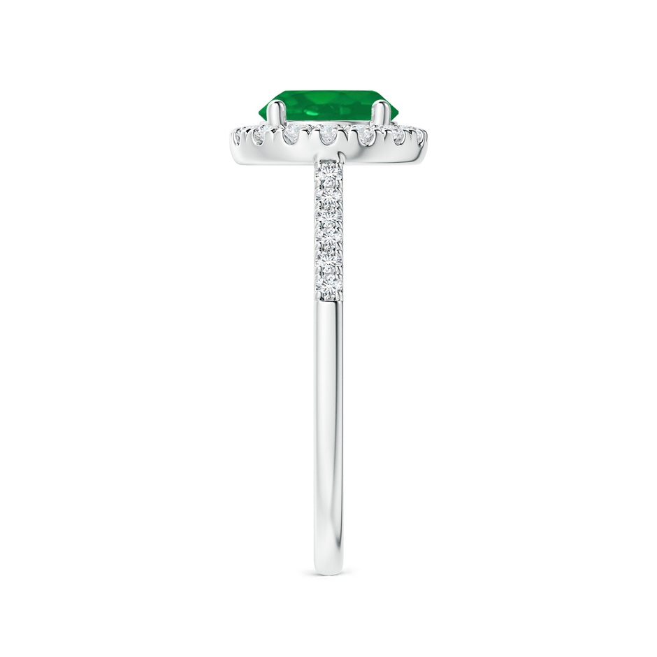 7mm AA Round Emerald Halo Ring with Diamond Accents in P950 Platinum side-2