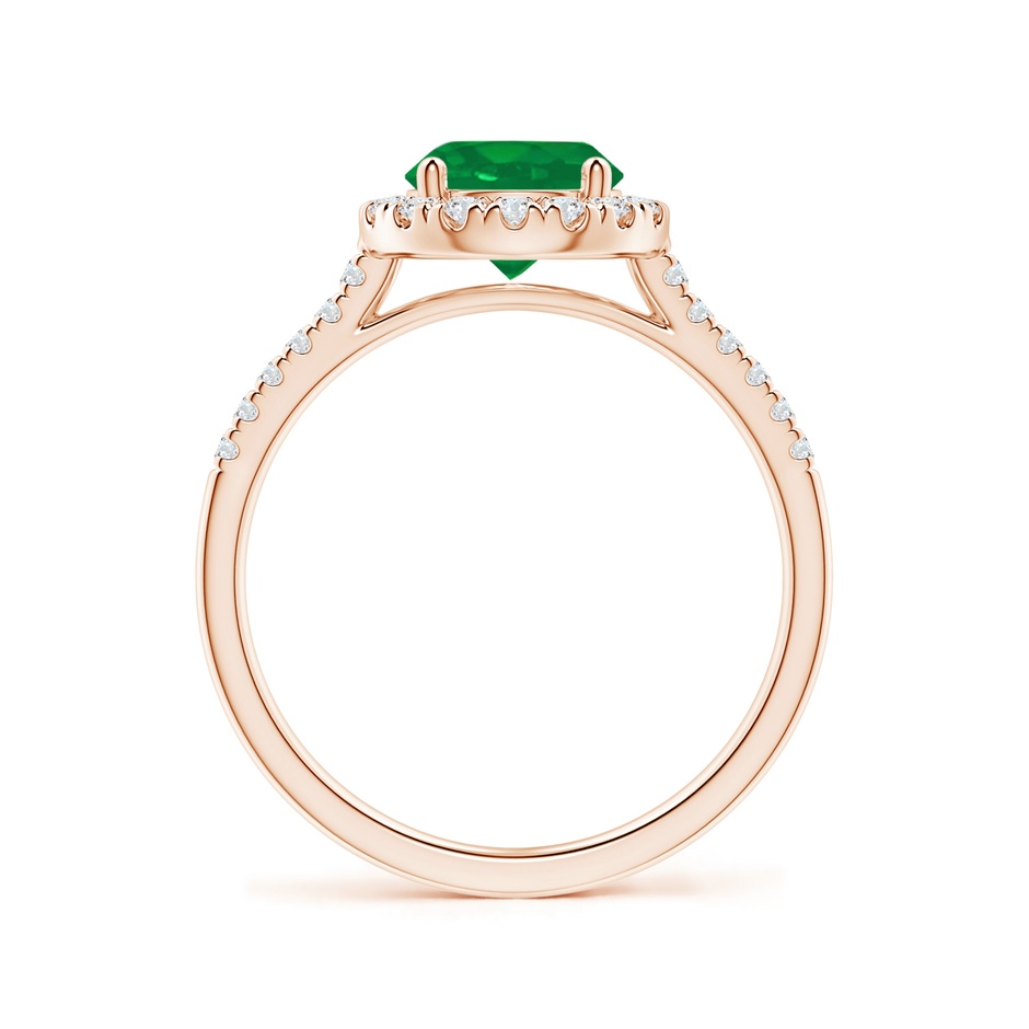 7mm AA Round Emerald Halo Ring with Diamond Accents in Rose Gold side-1