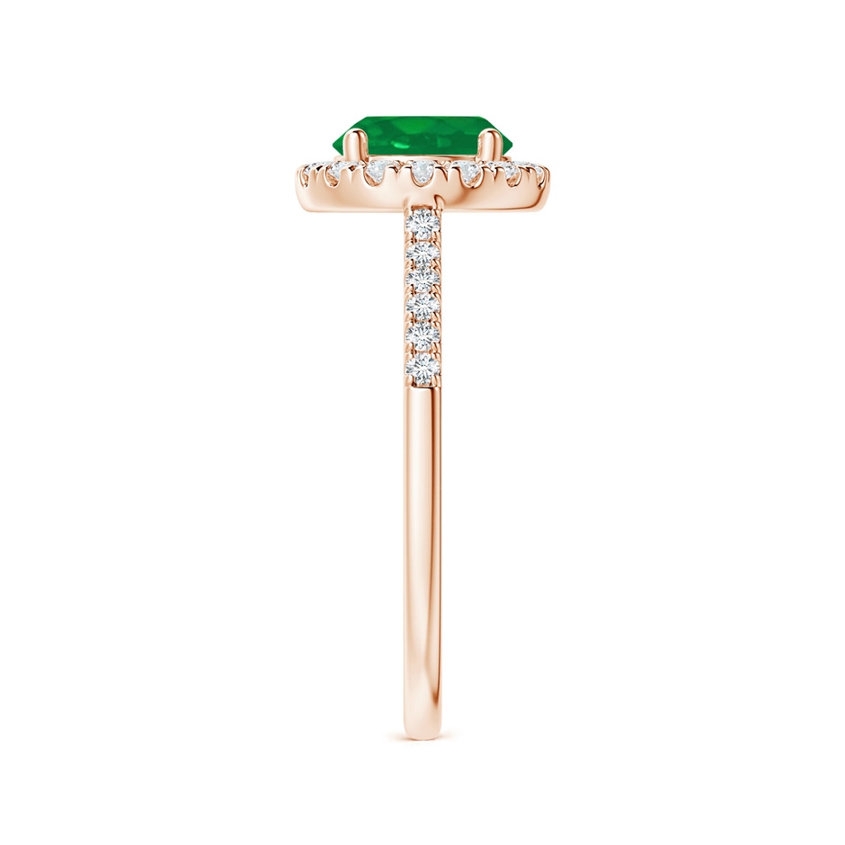 7mm AA Round Emerald Halo Ring with Diamond Accents in Rose Gold side-2