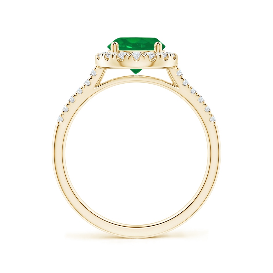 7mm AA Round Emerald Halo Ring with Diamond Accents in Yellow Gold side-1