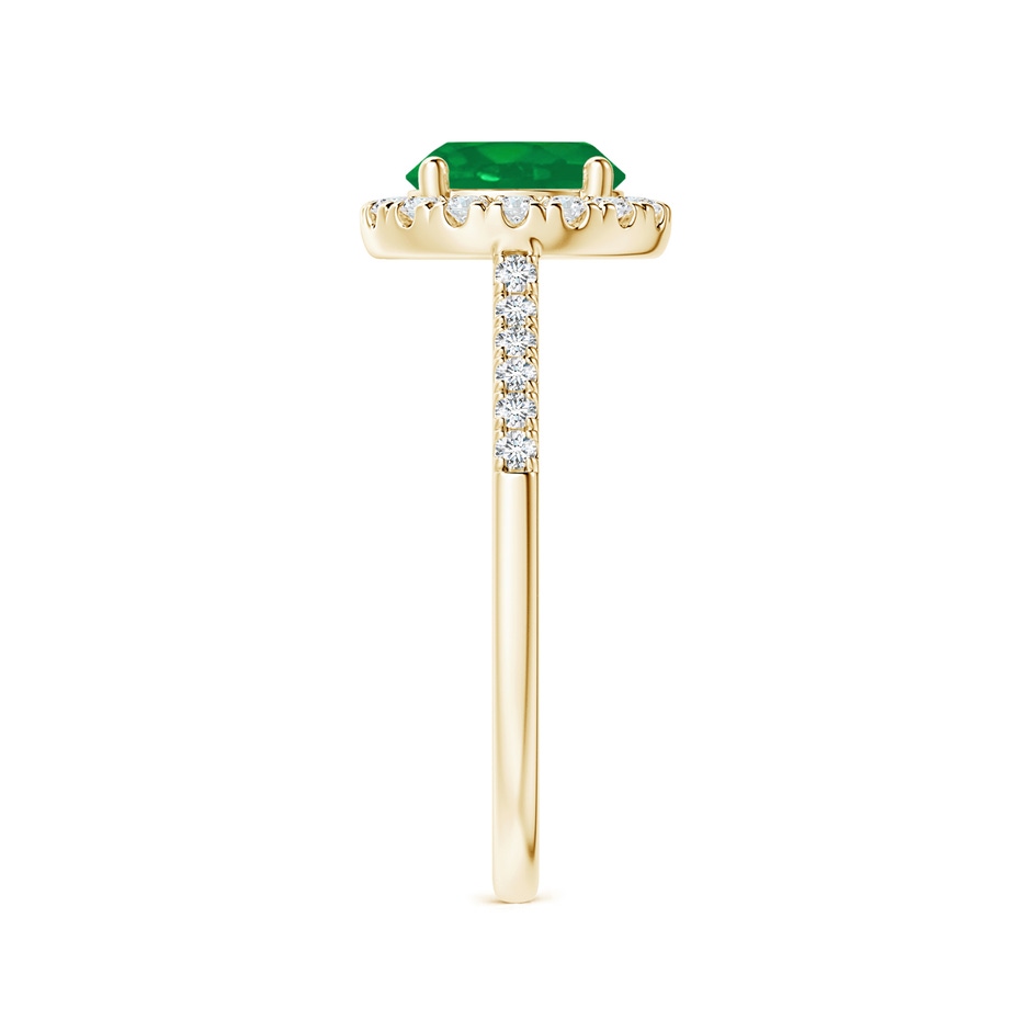 7mm AA Round Emerald Halo Ring with Diamond Accents in Yellow Gold side-2
