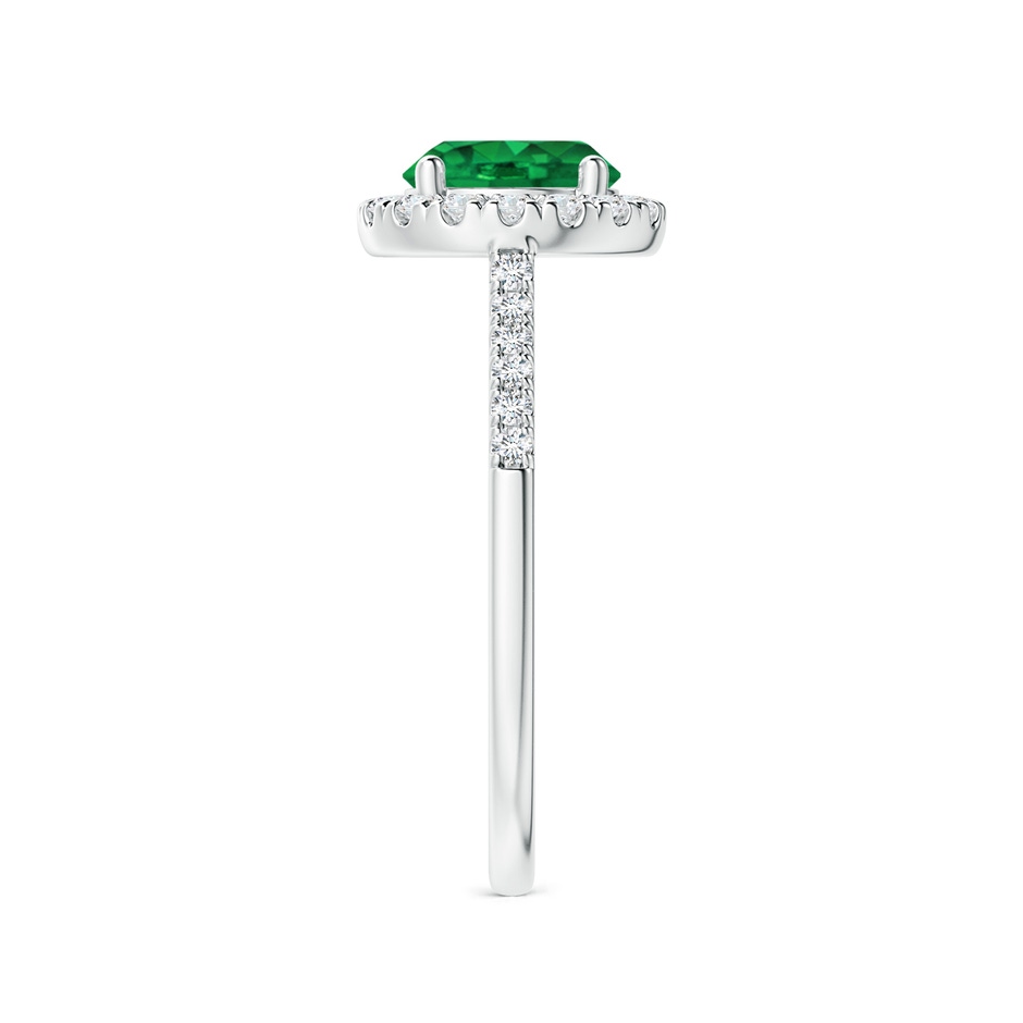 7mm AAA Round Emerald Halo Ring with Diamond Accents in P950 Platinum side-2