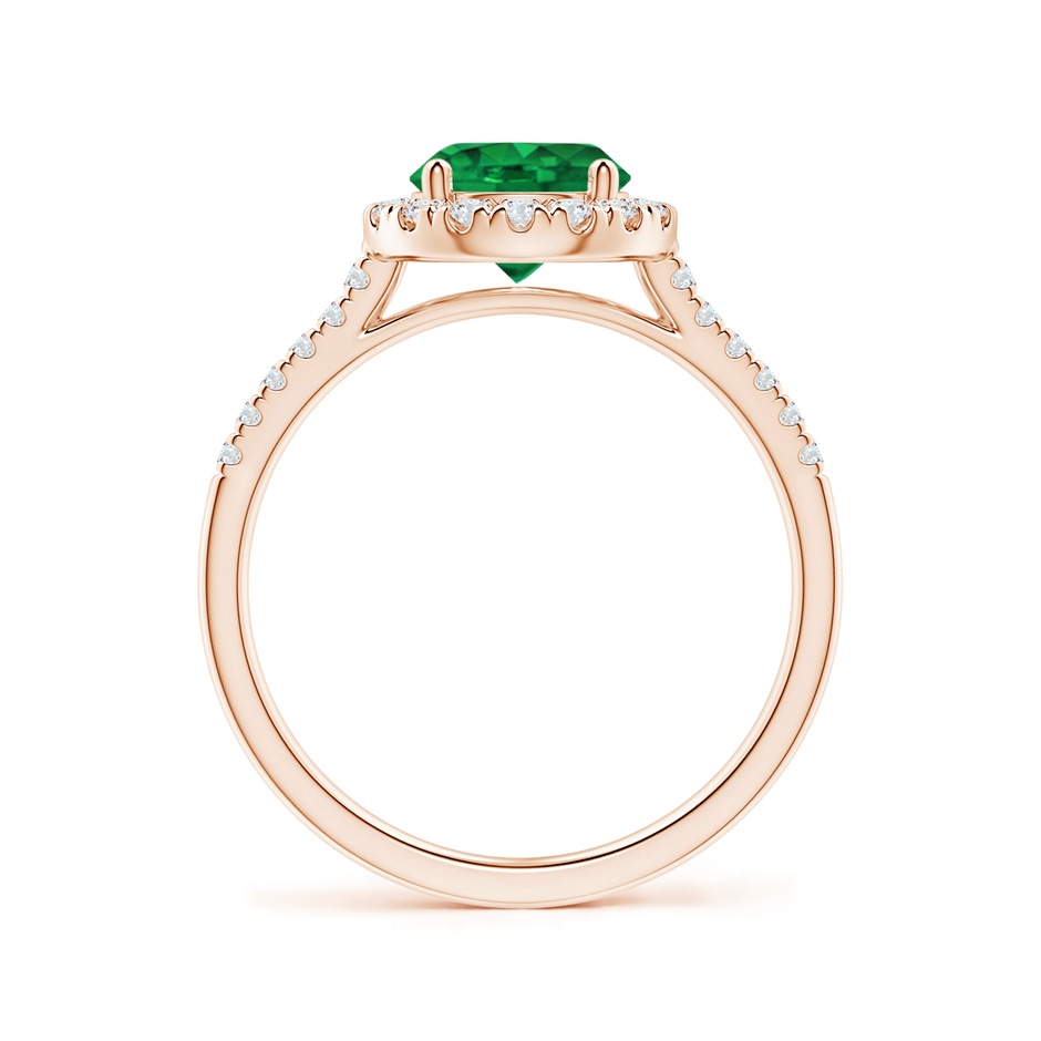 7mm AAA Round Emerald Halo Ring with Diamond Accents in Rose Gold side-1