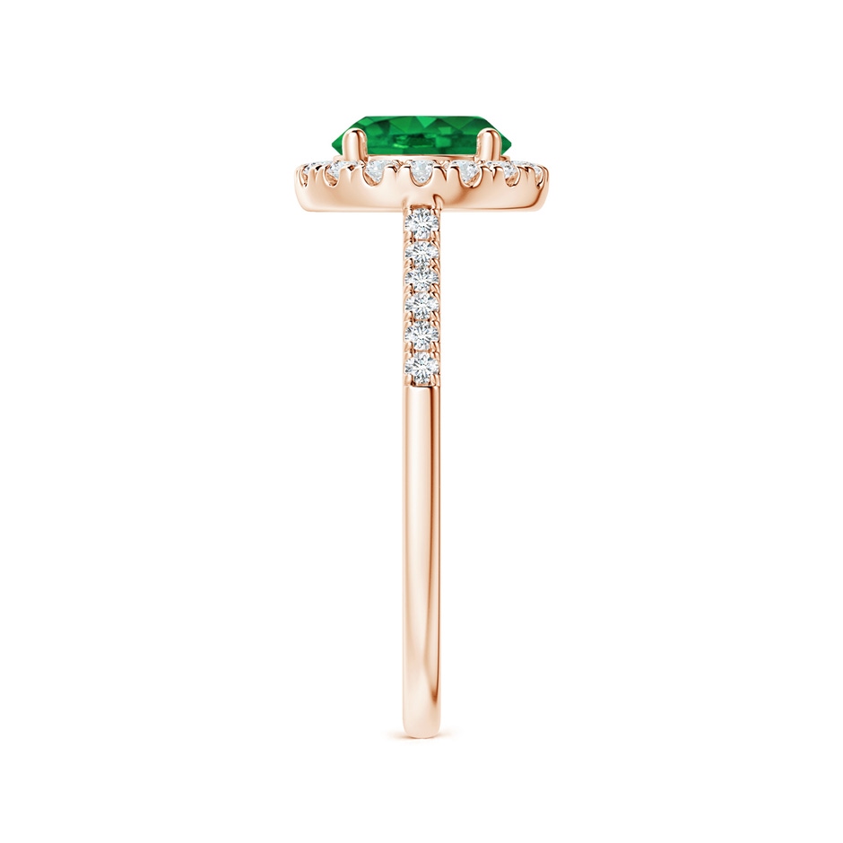 7mm AAA Round Emerald Halo Ring with Diamond Accents in Rose Gold side-2