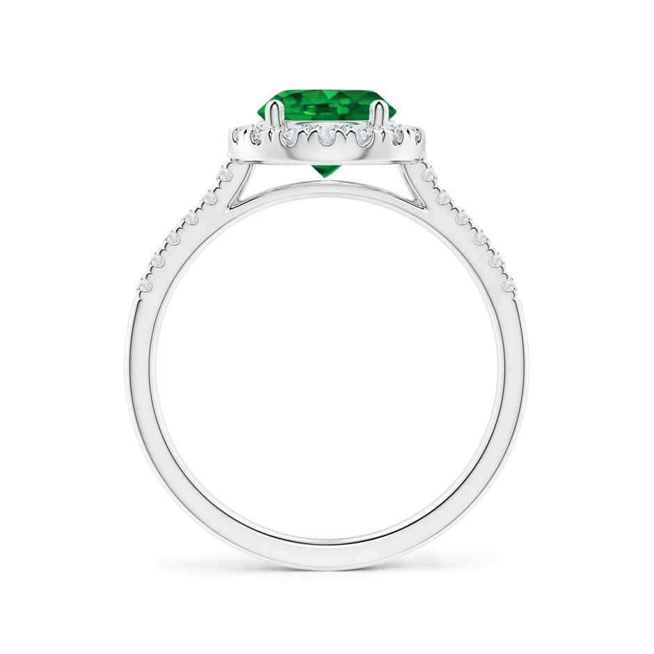 7mm AAAA Round Emerald Halo Ring with Diamond Accents in P950 Platinum side-1