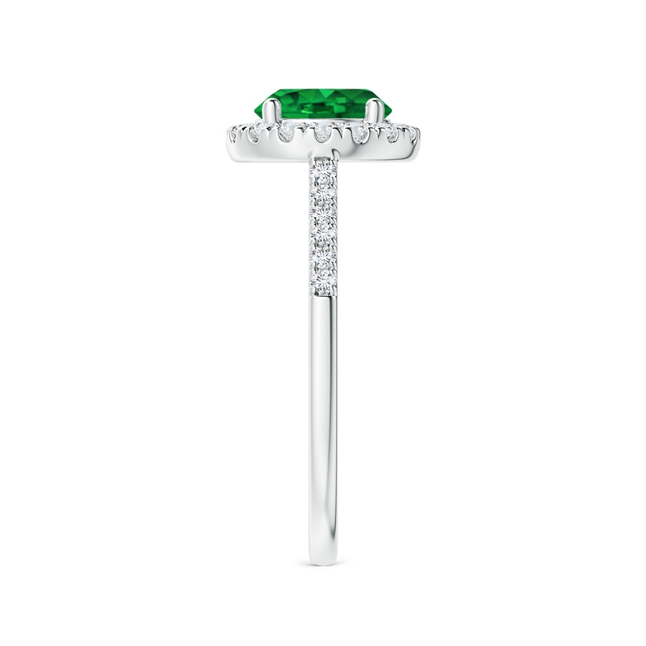 7mm AAAA Round Emerald Halo Ring with Diamond Accents in P950 Platinum side-2