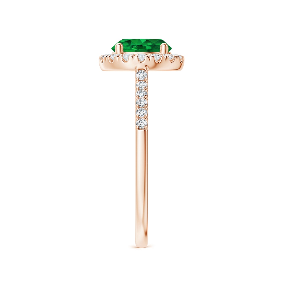7mm AAAA Round Emerald Halo Ring with Diamond Accents in Rose Gold side-2
