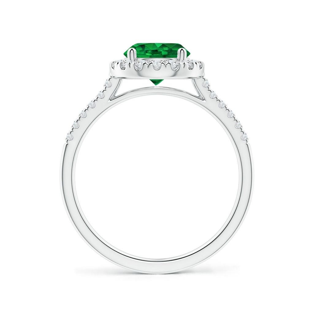 7mm Lab-Grown Round Emerald Halo Ring with Diamond Accents in White Gold - side_1