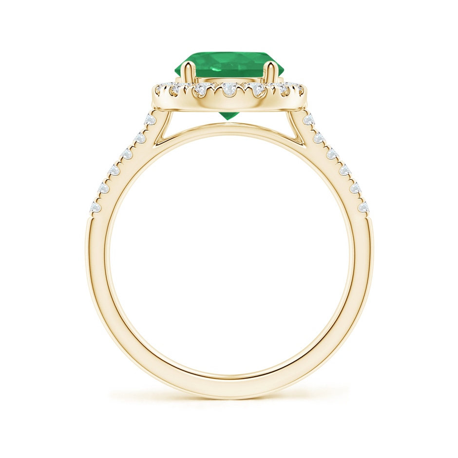 8mm A Round Emerald Halo Ring with Diamond Accents in Yellow Gold side-1
