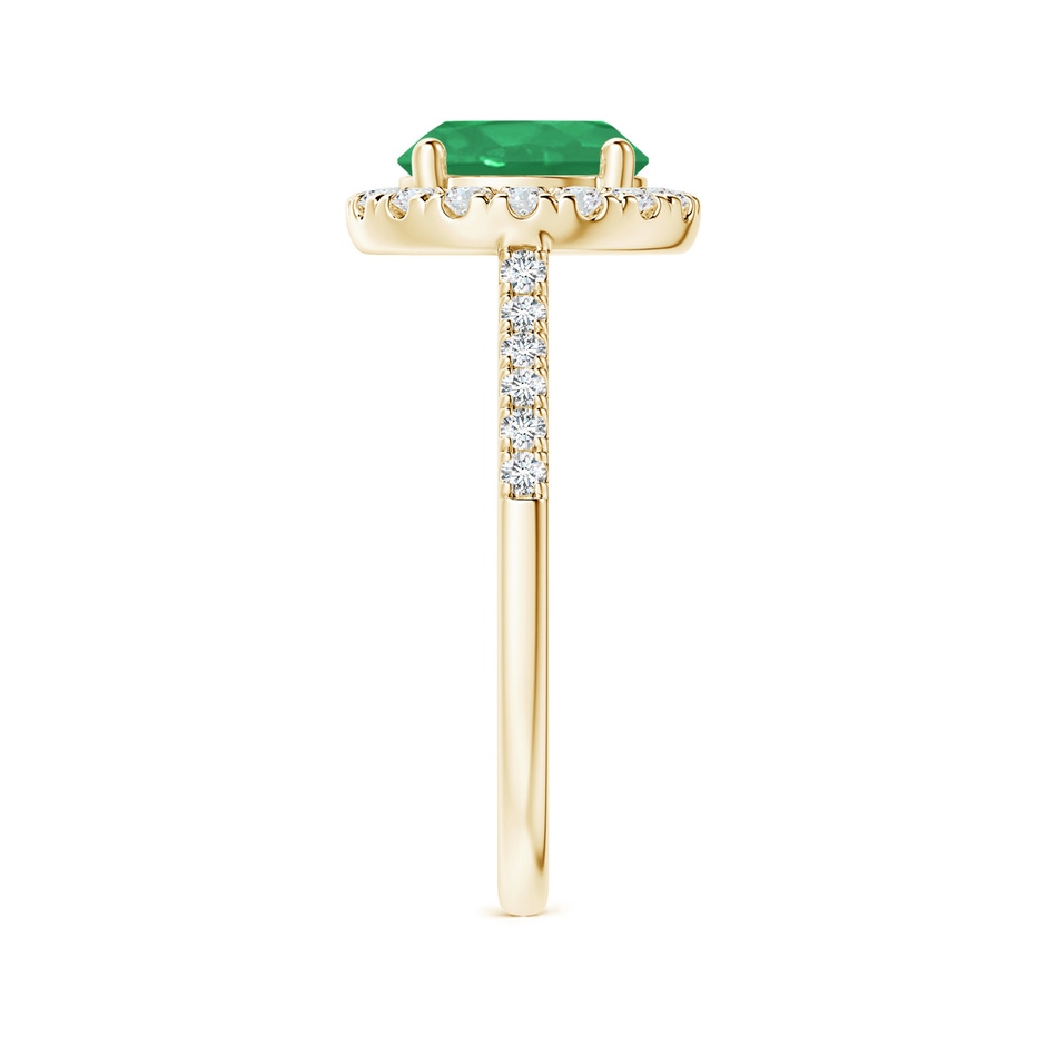 8mm A Round Emerald Halo Ring with Diamond Accents in Yellow Gold side-2