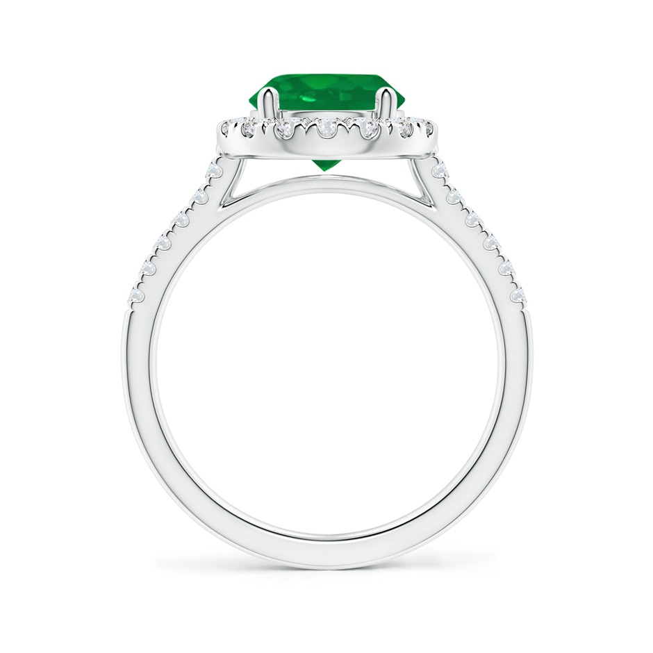 8mm AA Round Emerald Halo Ring with Diamond Accents in P950 Platinum side-1