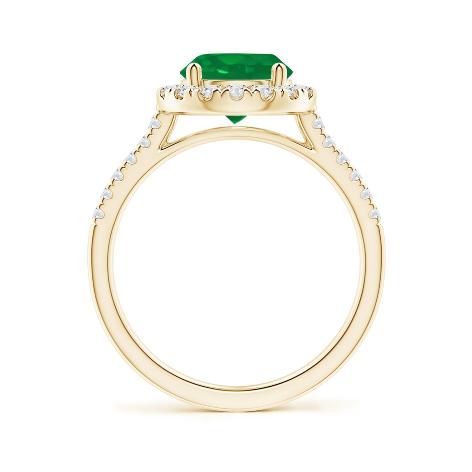 8mm AA Round Emerald Halo Ring with Diamond Accents in Yellow Gold side-1