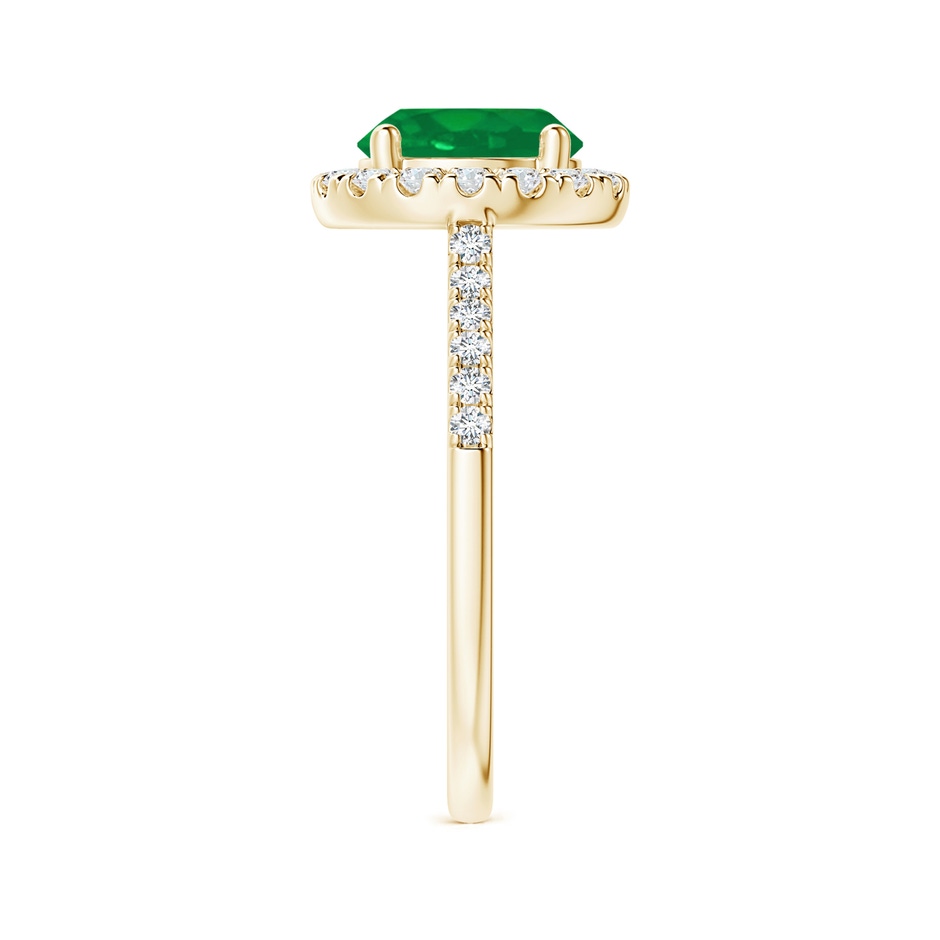 8mm AA Round Emerald Halo Ring with Diamond Accents in Yellow Gold side-2