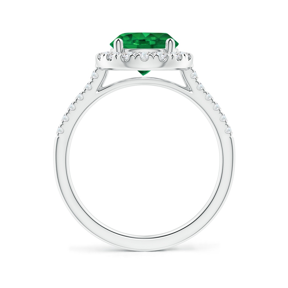 8mm AAA Round Emerald Halo Ring with Diamond Accents in P950 Platinum side-1