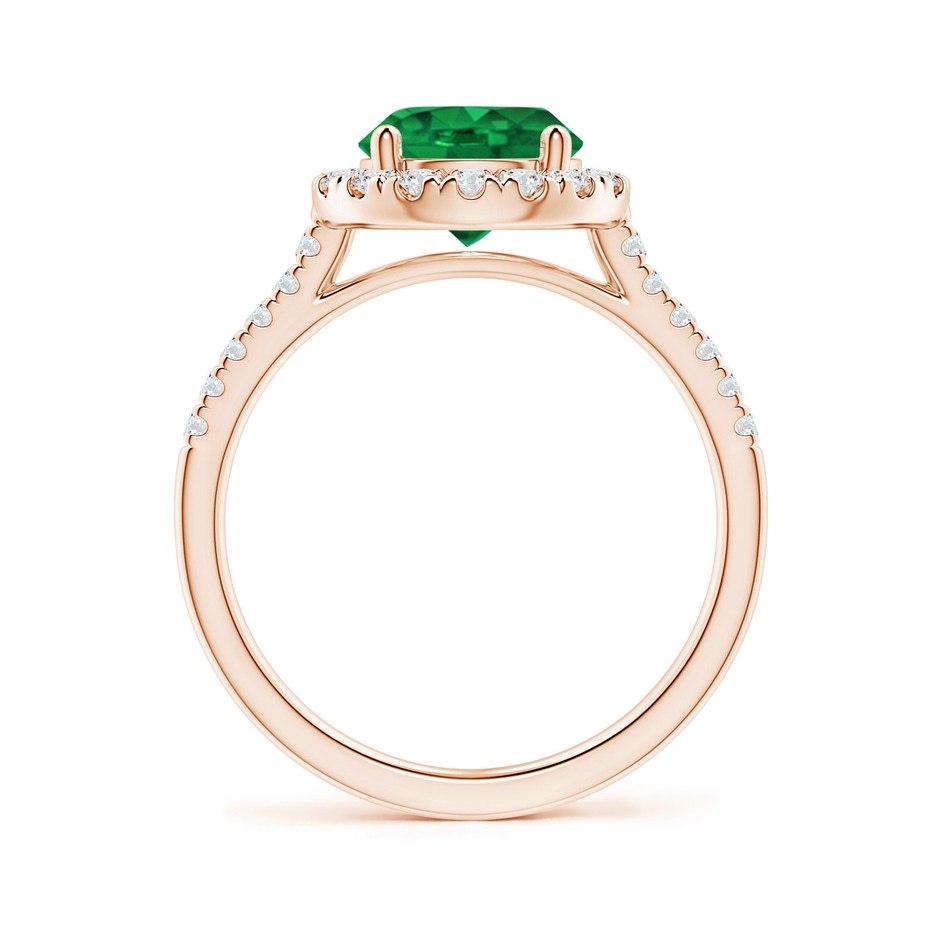 8mm AAA Round Emerald Halo Ring with Diamond Accents in Rose Gold side-1