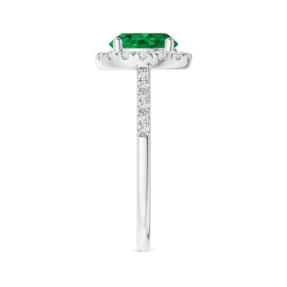 8mm AAA Round Emerald Halo Ring with Diamond Accents in White Gold side-2