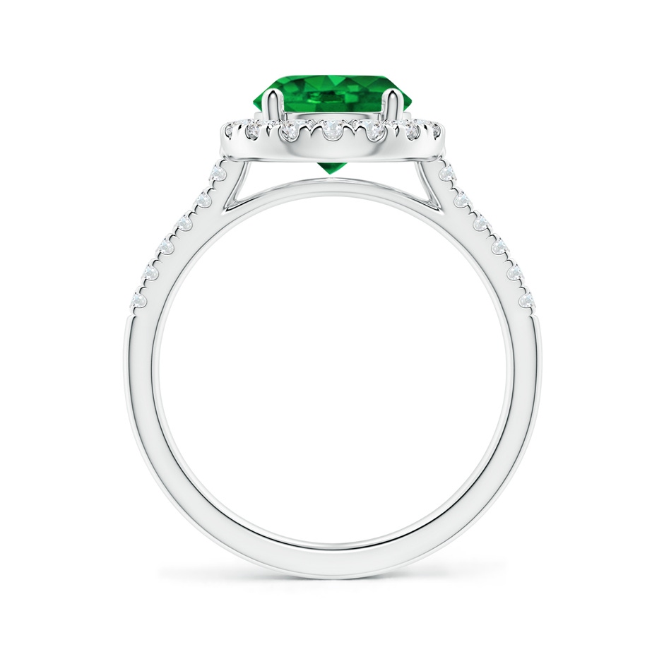 8mm AAAA Round Emerald Halo Ring with Diamond Accents in P950 Platinum side-1