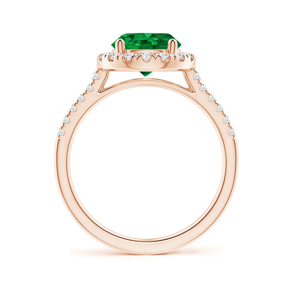 8mm AAAA Round Emerald Halo Ring with Diamond Accents in Rose Gold side-1