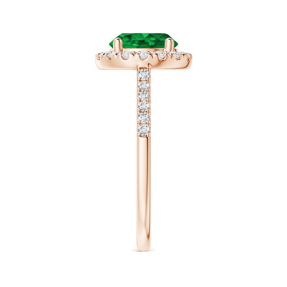 8mm AAAA Round Emerald Halo Ring with Diamond Accents in Rose Gold side-2