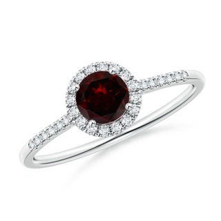 5mm A Round Garnet Halo Ring with Diamond Accents in P950 Platinum