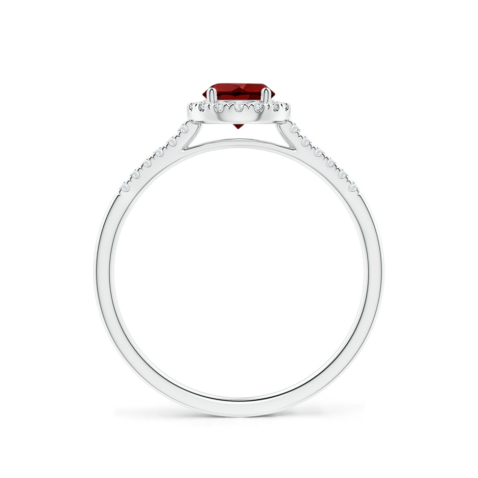 5mm AAAA Round Garnet Halo Ring with Diamond Accents in P950 Platinum side-1