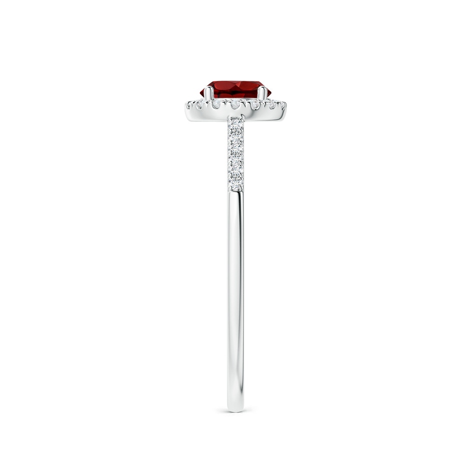5mm AAAA Round Garnet Halo Ring with Diamond Accents in P950 Platinum side-2