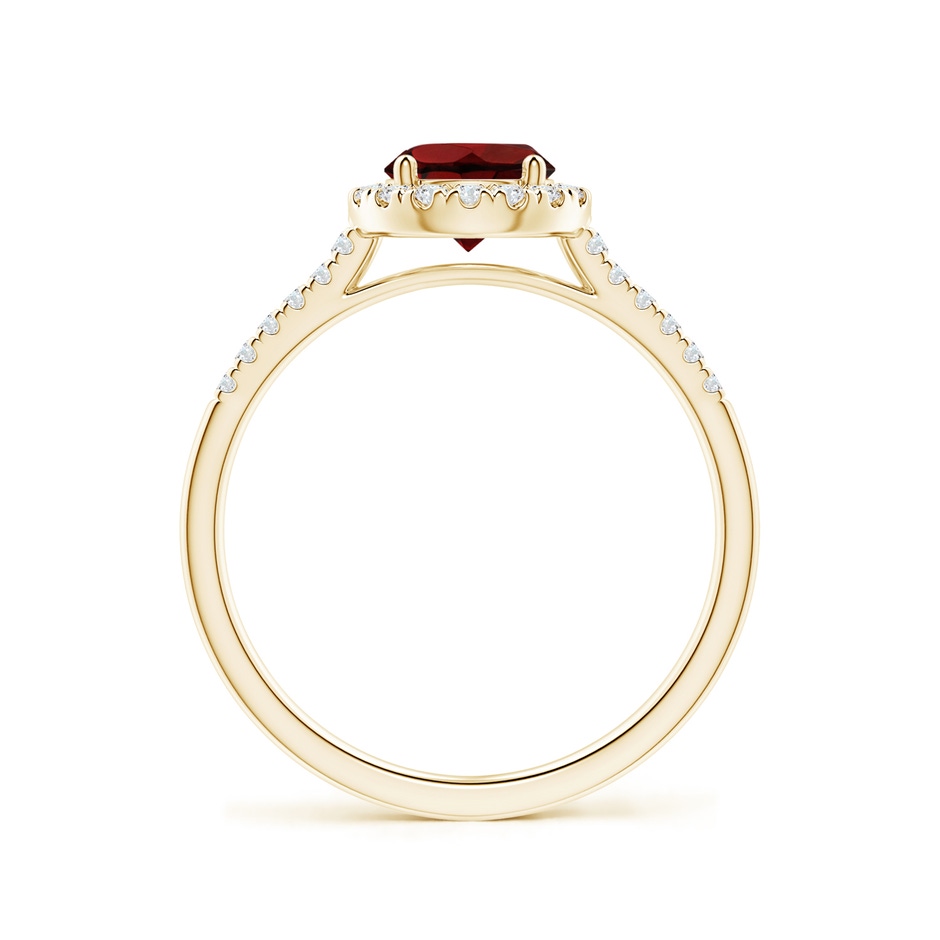 6mm AAA Round Garnet Halo Ring with Diamond Accents in Yellow Gold side-1