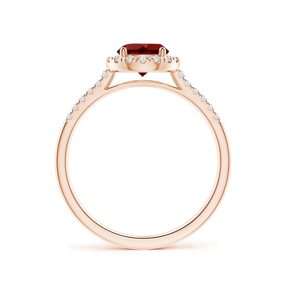 6mm AAAA Round Garnet Halo Ring with Diamond Accents in Rose Gold side-1