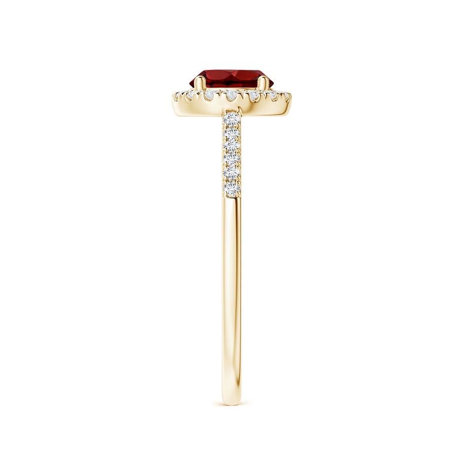 6mm AAAA Round Garnet Halo Ring with Diamond Accents in Yellow Gold side-2