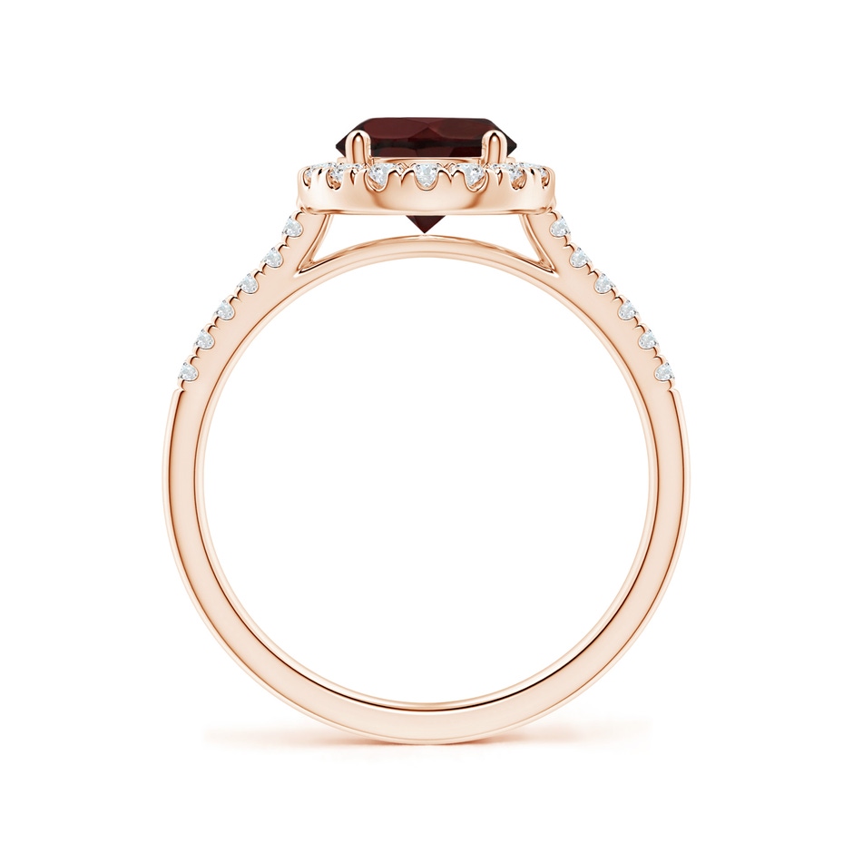 7mm A Round Garnet Halo Ring with Diamond Accents in Rose Gold side-1