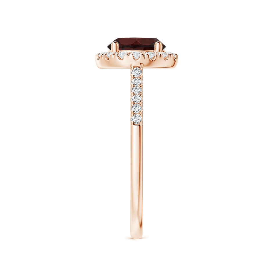 7mm A Round Garnet Halo Ring with Diamond Accents in Rose Gold side-2