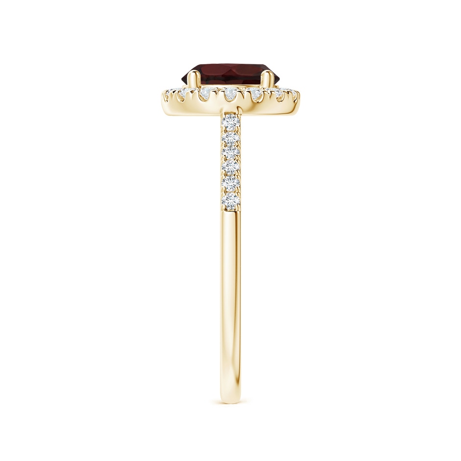 7mm A Round Garnet Halo Ring with Diamond Accents in Yellow Gold side-2
