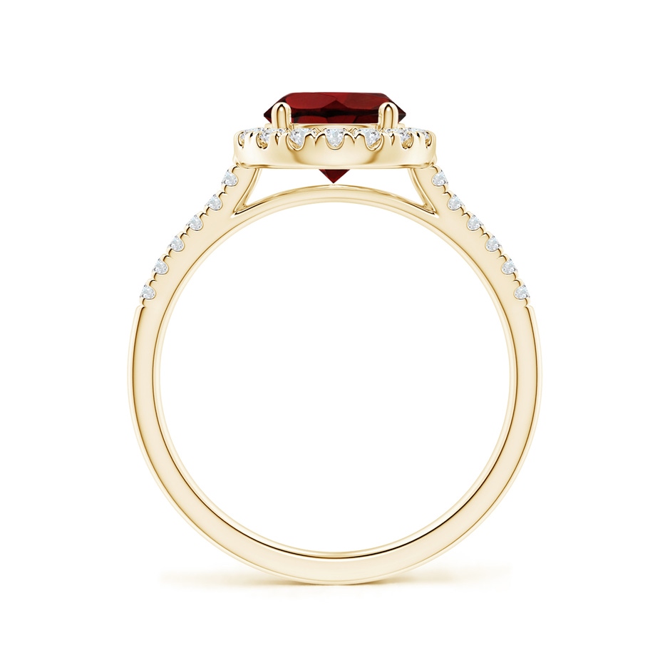 7mm AAA Round Garnet Halo Ring with Diamond Accents in Yellow Gold side-1