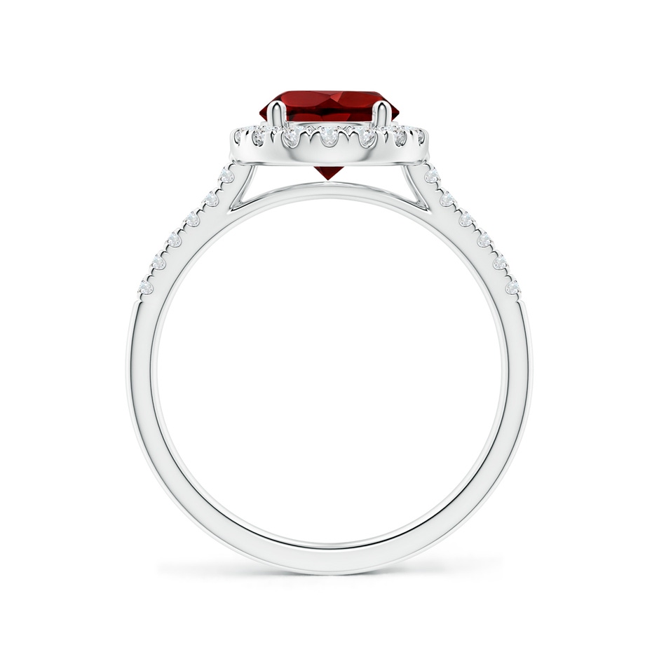 7mm AAAA Round Garnet Halo Ring with Diamond Accents in P950 Platinum side-1