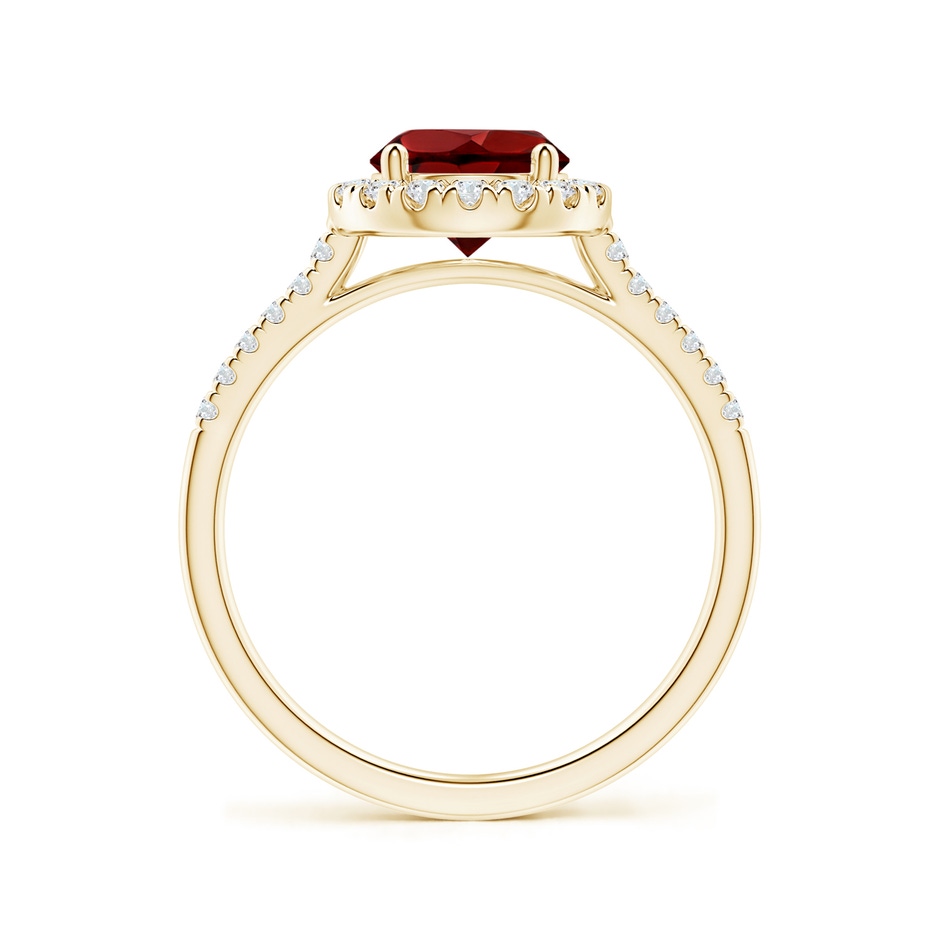 7mm AAAA Round Garnet Halo Ring with Diamond Accents in Yellow Gold side-1