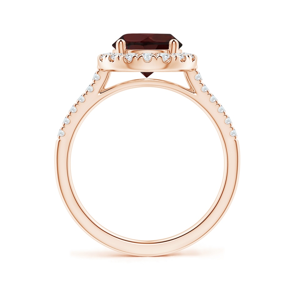 8mm A Round Garnet Halo Ring with Diamond Accents in Rose Gold side-1