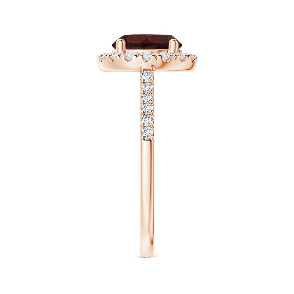 8mm A Round Garnet Halo Ring with Diamond Accents in Rose Gold side-2