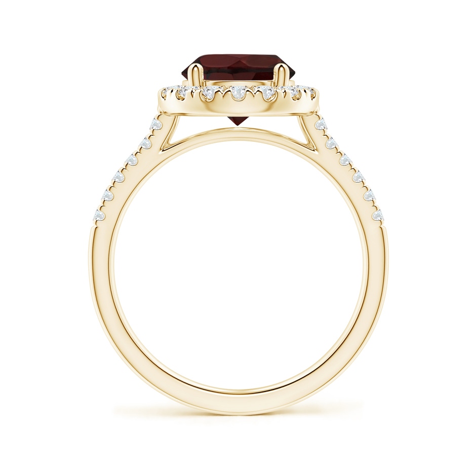 8mm A Round Garnet Halo Ring with Diamond Accents in Yellow Gold side-1