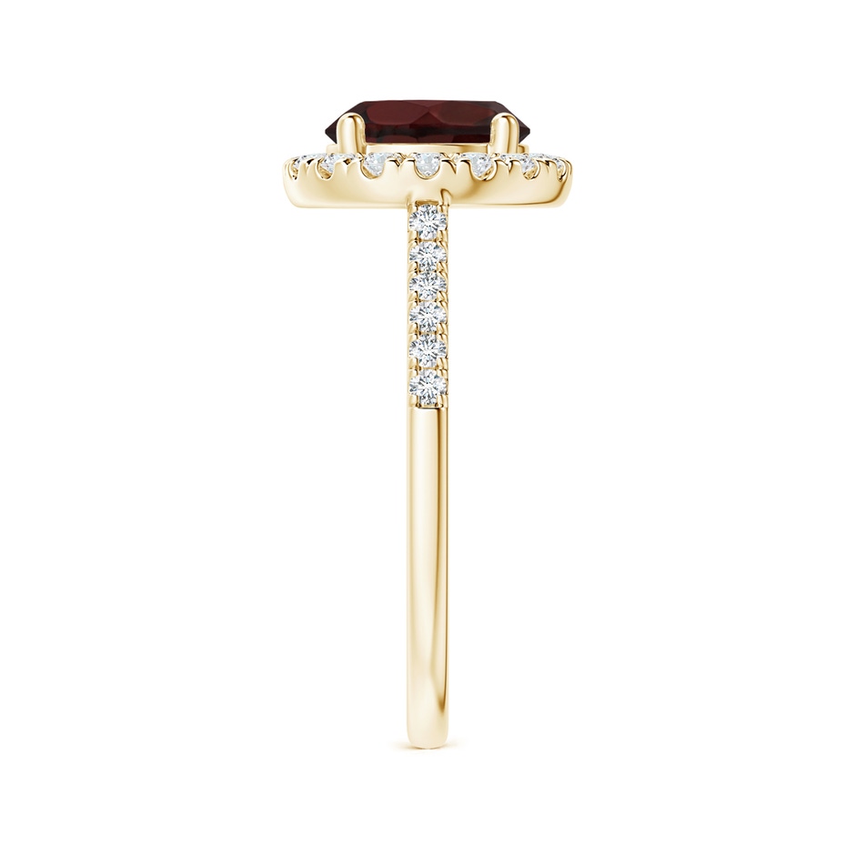 8mm A Round Garnet Halo Ring with Diamond Accents in Yellow Gold side-2