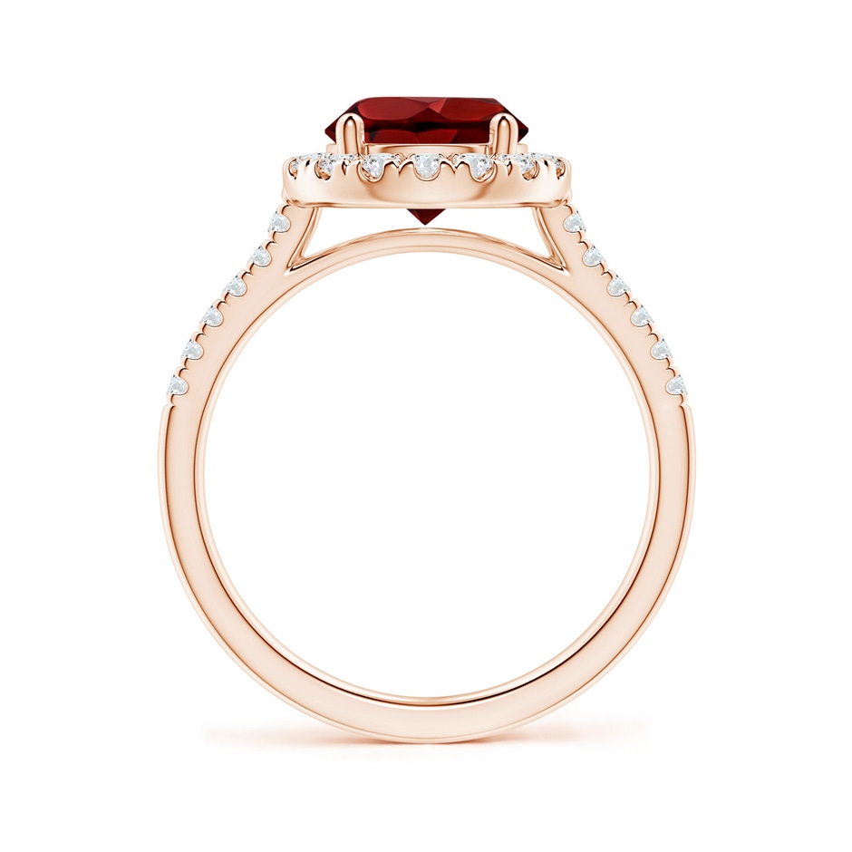 8mm AAAA Round Garnet Halo Ring with Diamond Accents in Rose Gold side-1