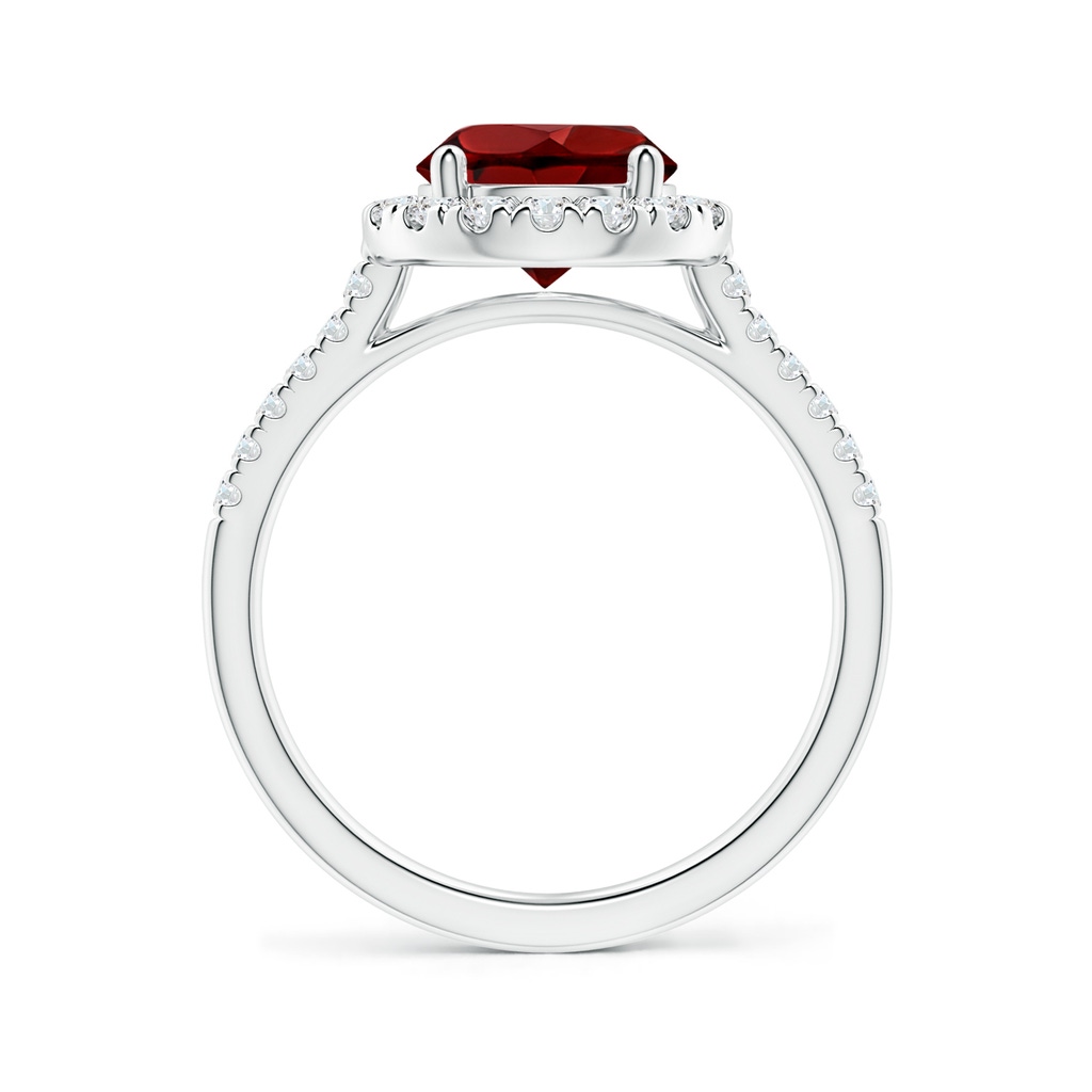 8mm AAAA Round Garnet Halo Ring with Diamond Accents in White Gold Side-1