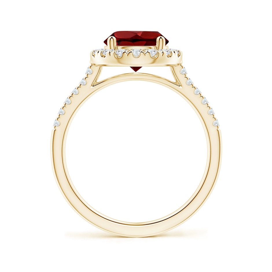 8mm AAAA Round Garnet Halo Ring with Diamond Accents in Yellow Gold side-1